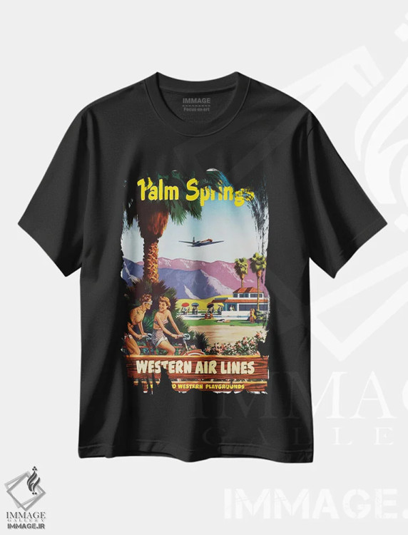 تیشرت مشکی طرح دار پالم اسپرینگز، تایپوگرافی اثر هنرمند ناشناس | immage.ir