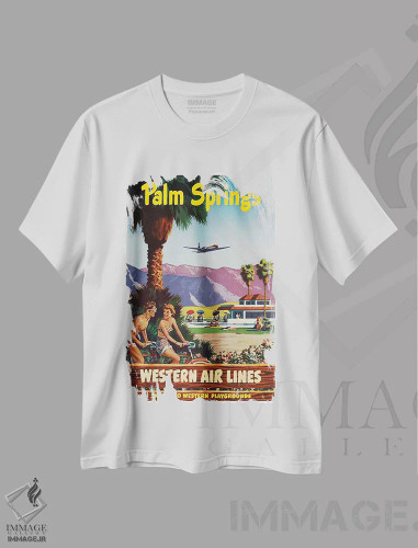 تیشرت سفید طرح دار پالم اسپرینگز، تایپوگرافی اثر هنرمند ناشناس | فروشگاه ایماژ
