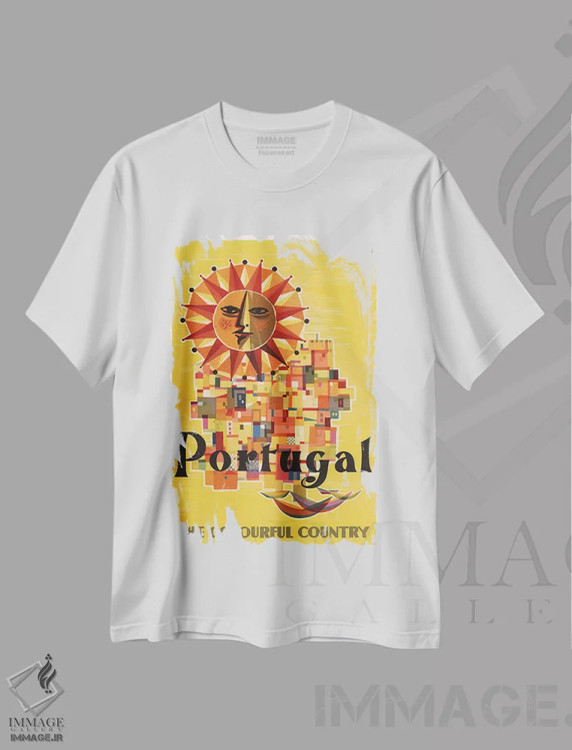 تیشرت سفید طرح دار پرتغال: کشور رنگارنگ، تایپوگرافی اثر هنرمند ناشناس | immage.ir