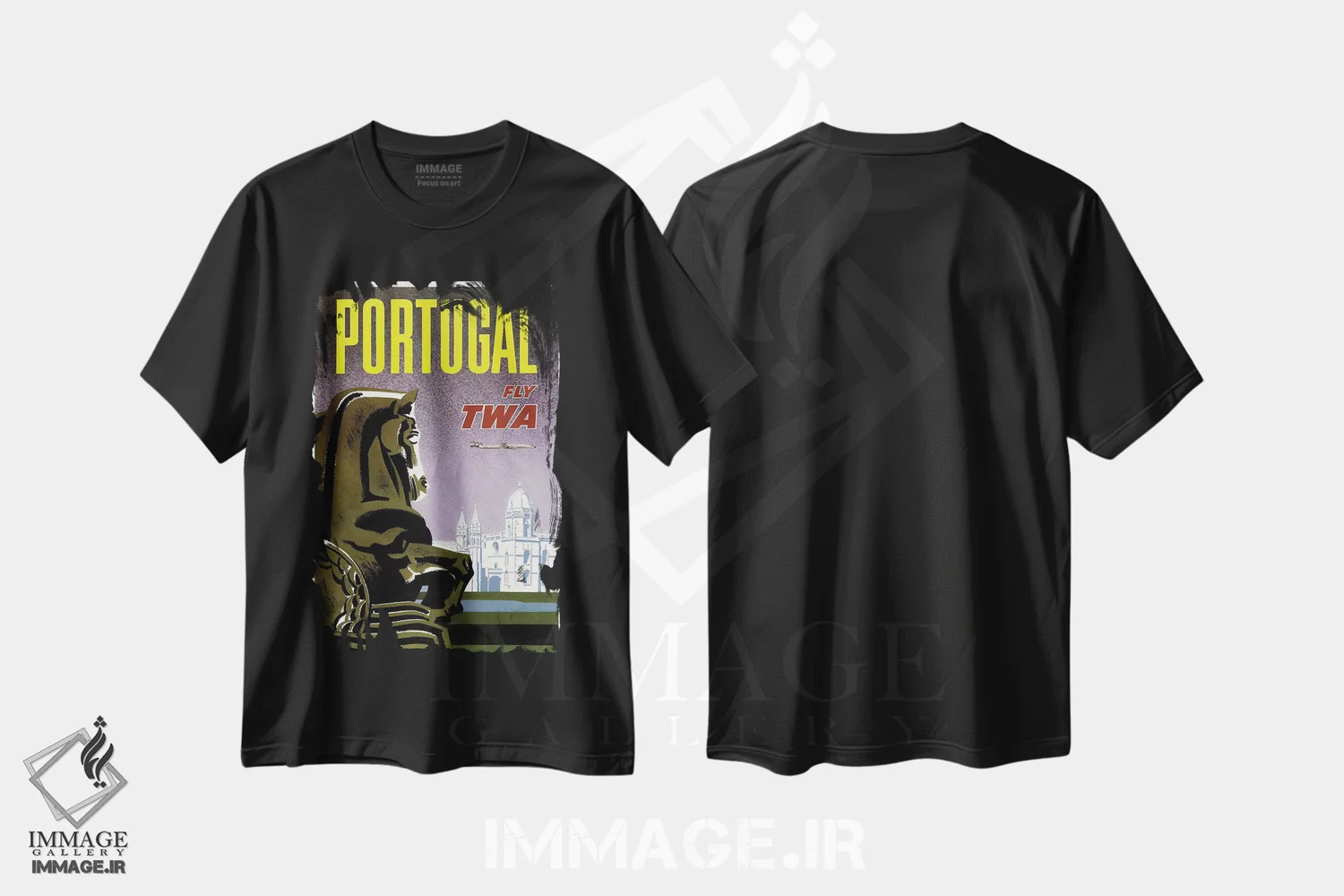 تیشرت مشکی طرح دار پرتغال، تایپوگرافی اثر هنرمند ناشناس | immage.ir