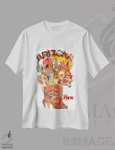 تیشرت سفید طرح دار آریزونا، تایپوگرافی اثر هنرمند ناشناس | فروشگاه ایماژ