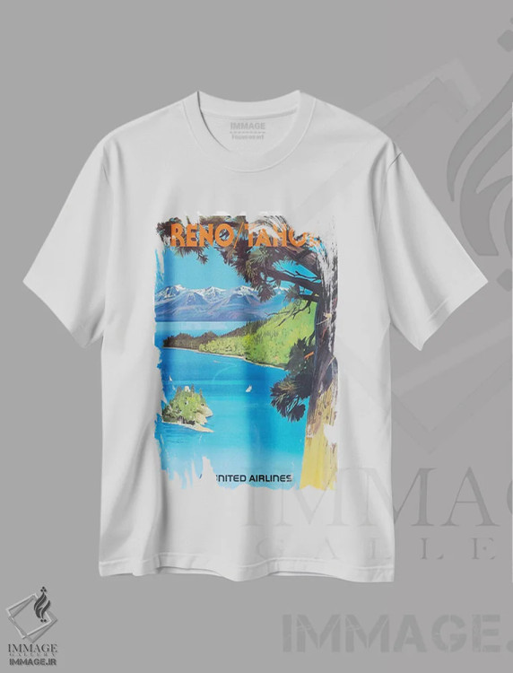 تیشرت سفید طرح دار رینو/تاهو، تایپوگرافی اثر هنرمند ناشناس | immage.ir