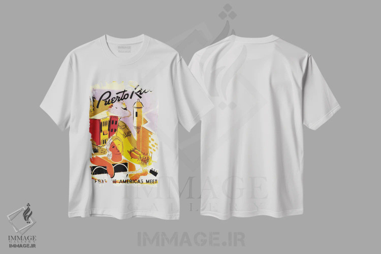 تیشرت سفید طرح دار آثار هنرمند ناشناس - immage.ir