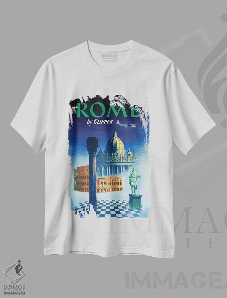 تیشرت سفید طرح دار رم، تایپوگرافی اثر هنرمند ناشناس | فروشگاه ایماژ