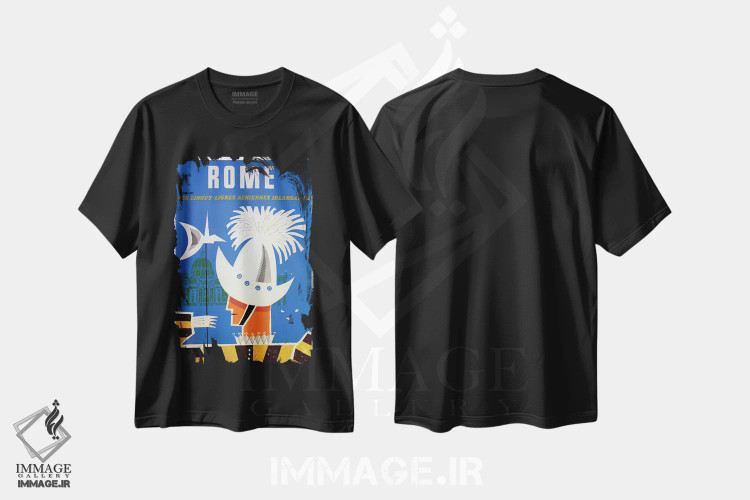 تیشرت مشکی طرح دار رم، تایپوگرافی اثر هنرمند ناشناس | فروشگاه ایماژ