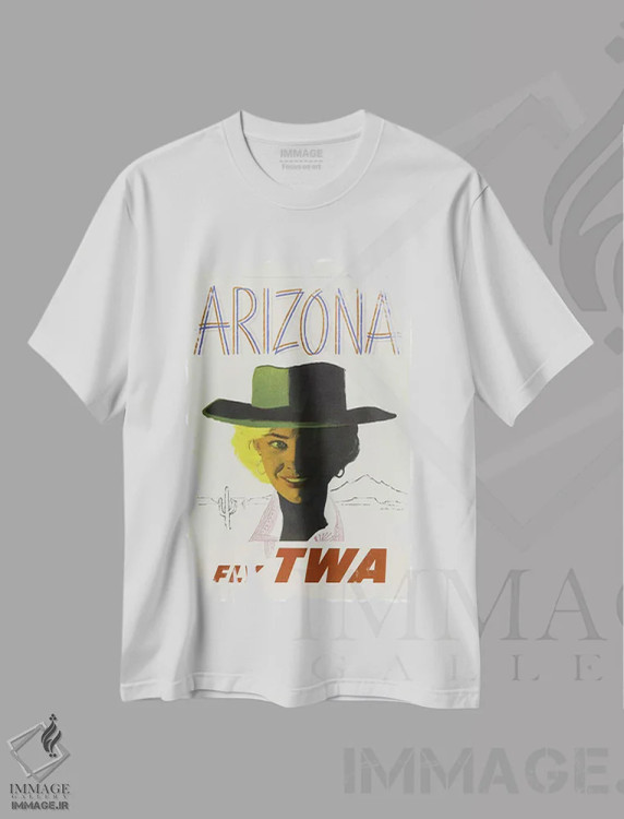 تیشرت سفید طرح دار آریزونا، تایپوگرافی اثر هنرمند ناشناس | immage.ir