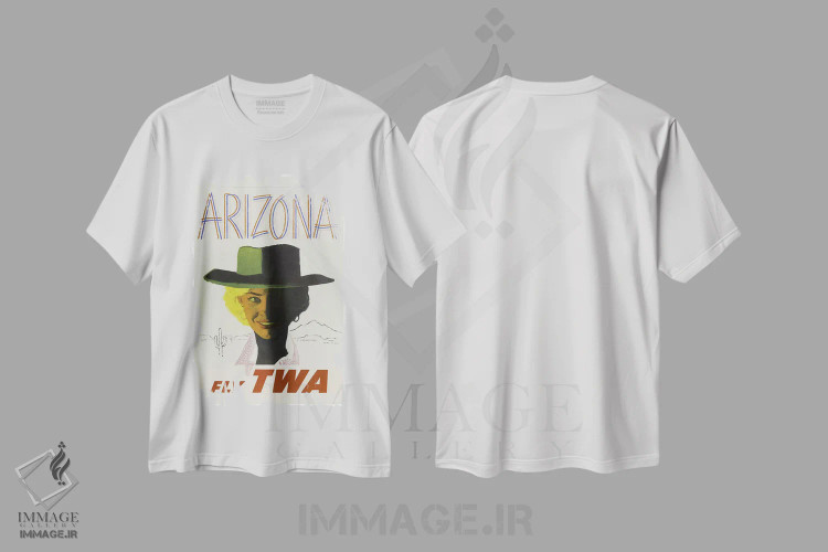 تیشرت سفید طرح دار آریزونا، تایپوگرافی اثر هنرمند ناشناس | immage.ir