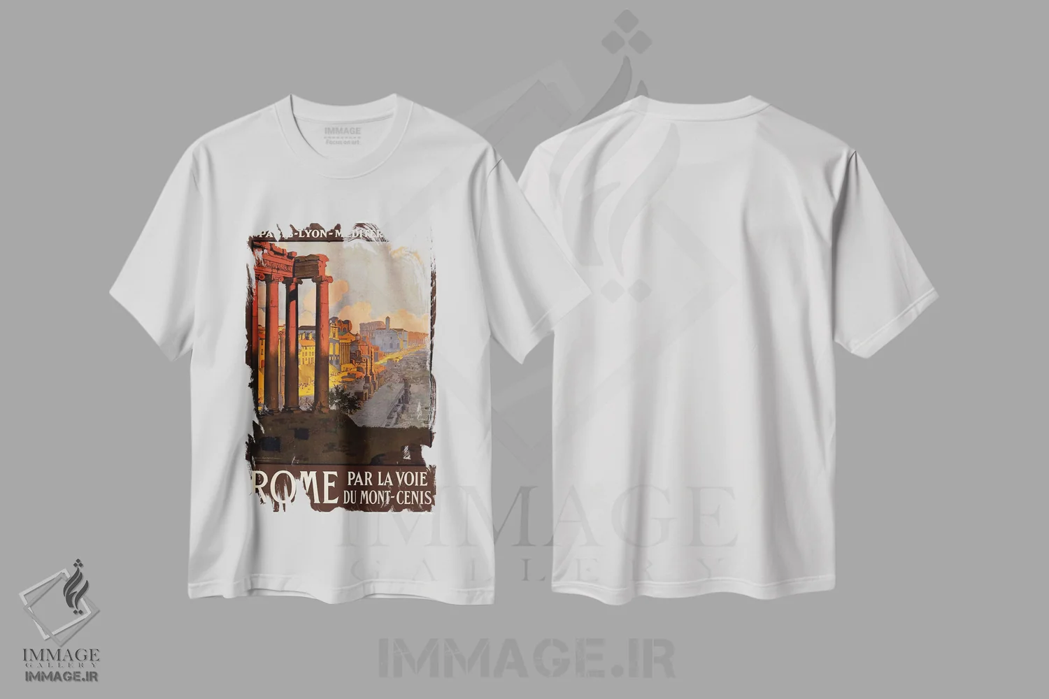 تیشرت سفید طرح دار رم از راه مون-سنیس، تایپوگرافی اثر هنرمند ناشناس | فروشگاه ایماژ