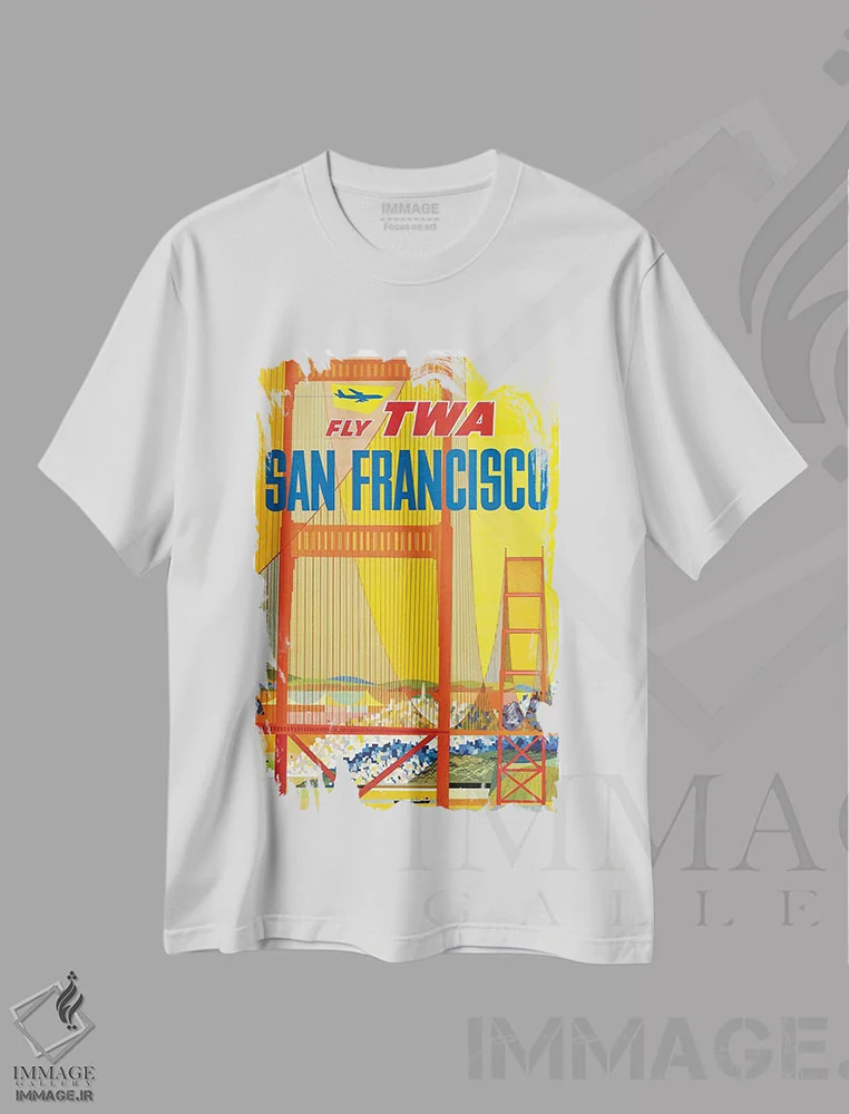 تیشرت سفید طرح دار سان فرانسیسکو، تایپوگرافی اثر هنرمند ناشناس | immage.ir