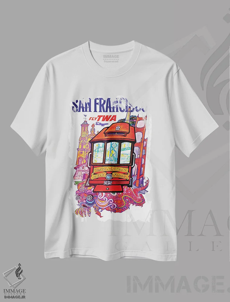 تیشرت سفید طرح دار سان فرانسیسکو، تایپوگرافی اثر هنرمند ناشناس | فروشگاه ایماژ