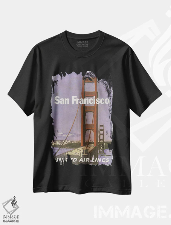 تیشرت مشکی طرح دار سان فرانسیسکو، تایپوگرافی اثر هنرمند ناشناس | فروشگاه ایماژ
