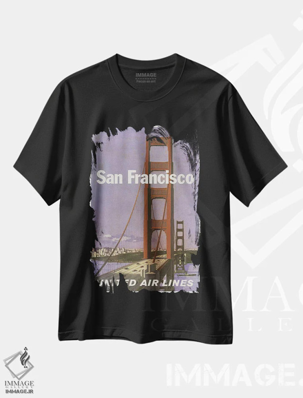 تیشرت مشکی طرح دار سان فرانسیسکو، تایپوگرافی اثر هنرمند ناشناس | فروشگاه ایماژ