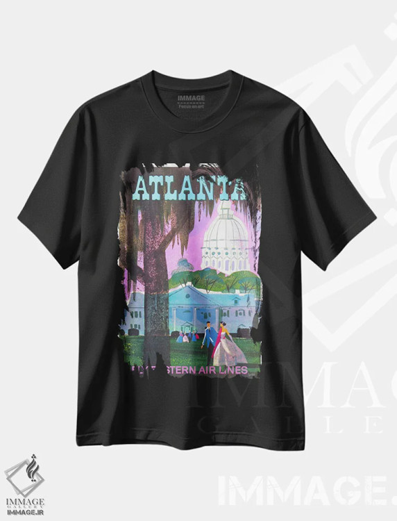 تیشرت مشکی طرح دار آتلانتا، تایپوگرافی اثر هنرمند ناشناس | immage.ir