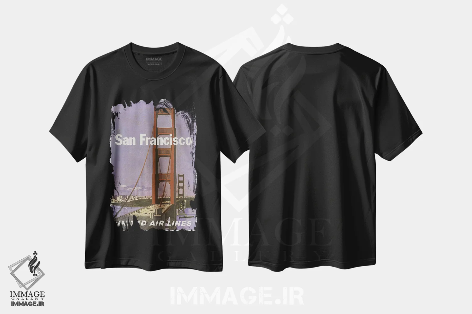 تیشرت مشکی طرح دار سان فرانسیسکو، تایپوگرافی اثر هنرمند ناشناس | فروشگاه ایماژ