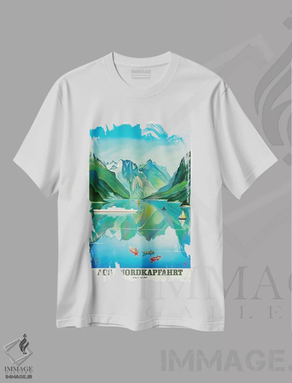 تیشرت سفید طرح دار July 3-16, 1957,سفر شمال کیپ با ACS، تایپوگرافی اثر هنرمند ناشناس | فروشگاه ایماژ