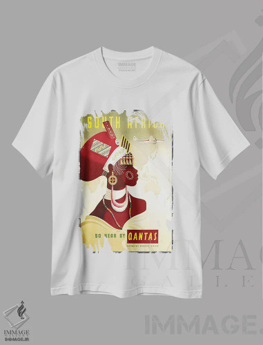 تیشرت سفید طرح دار آفریقای جنوبی، دکور آفریقایی اثر هنرمند ناشناس | فروشگاه ایماژ