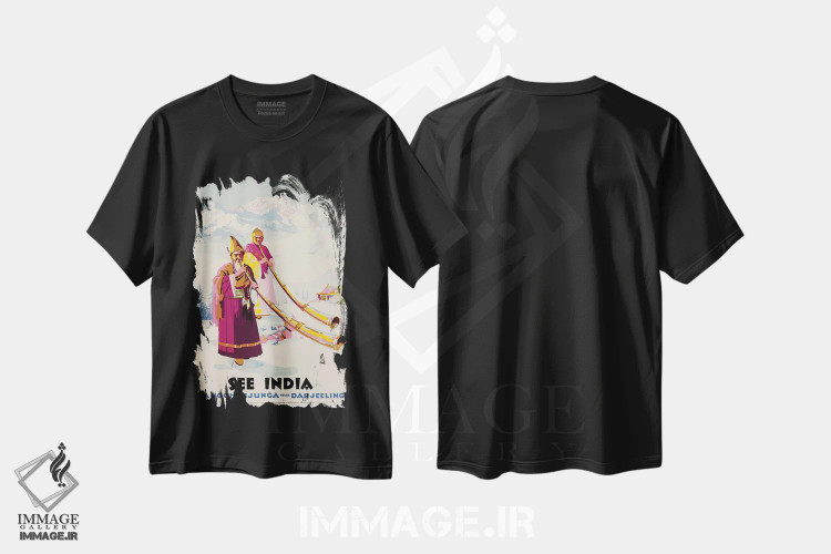 تیشرت مشکی طرح دار هند را ببینید: کانگچنجونگا نزدیک دارجیلینگ، تایپوگرافی اثر هنرمند ناشناس | immage.ir
