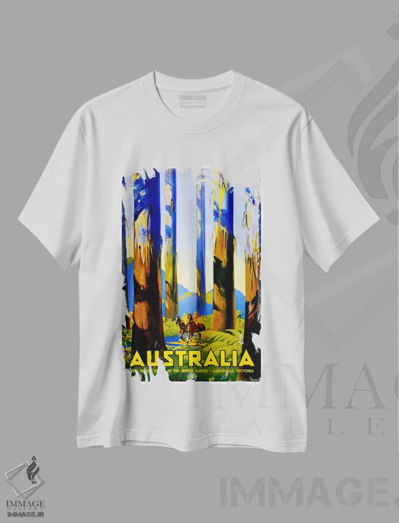 تیشرت سفید طرح دار استرالیا یک، تایپوگرافی اثر هنرمند ناشناس | immage.ir