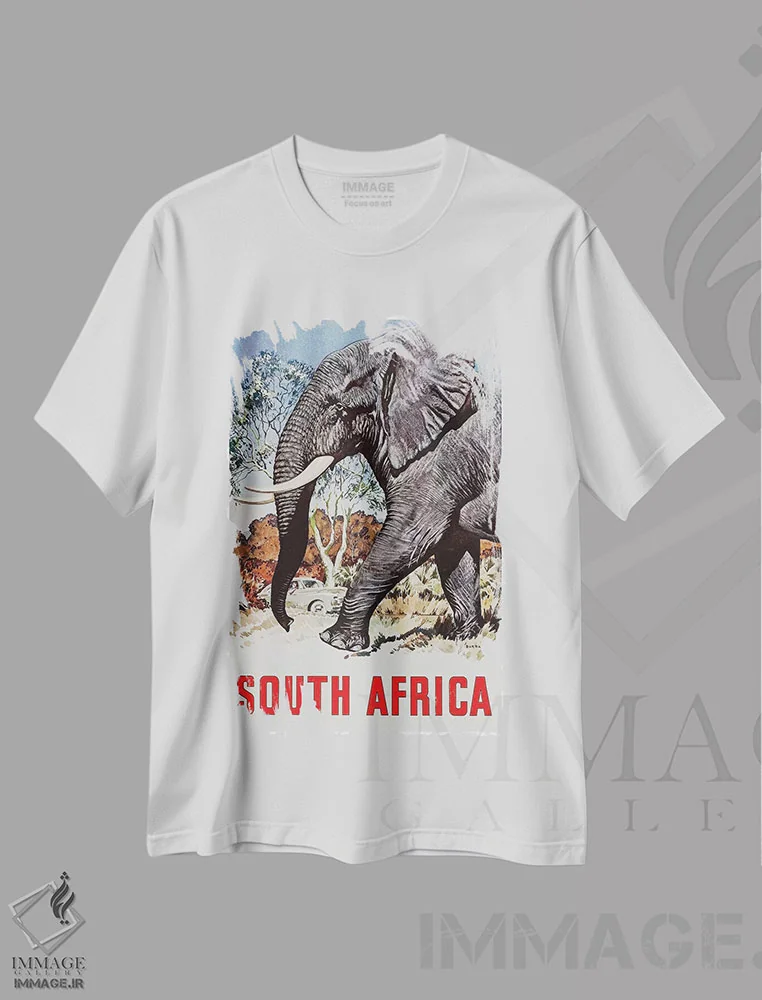 تیشرت سفید طرح دار آفریقای جنوبی، تایپوگرافی اثر هنرمند ناشناس | فروشگاه ایماژ