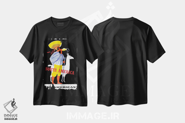 تیشرت مشکی طرح دار آمریکای جنوبی، تزئینی اثر هنرمند ناشناس | فروشگاه ایماژ