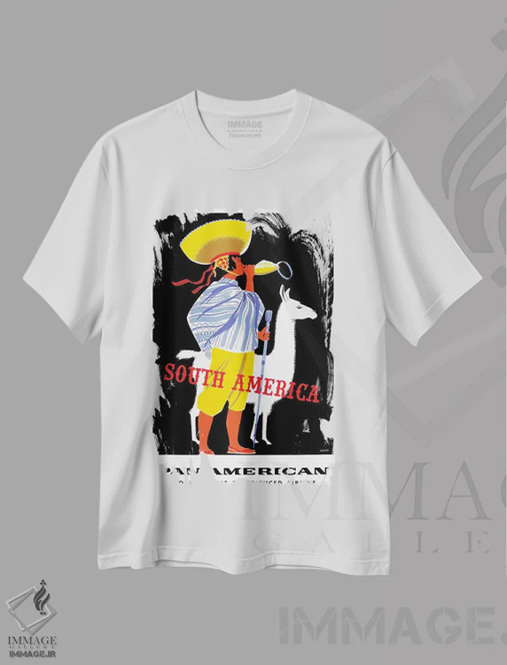 تیشرت سفید طرح دار آمریکای جنوبی، تزئینی اثر هنرمند ناشناس | immage.ir