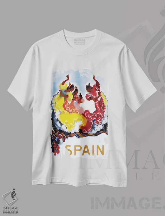تیشرت سفید طرح دار اسپانیا یک، تایپوگرافی اثر هنرمند ناشناس | فروشگاه ایماژ