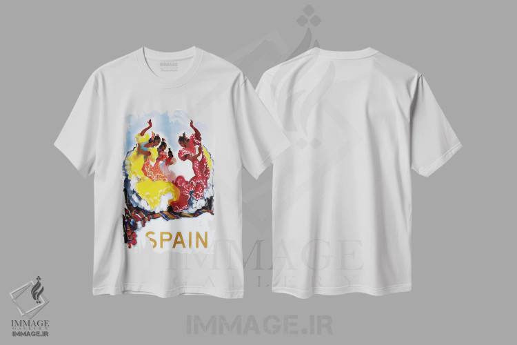 تیشرت سفید طرح دار اسپانیا یک، تایپوگرافی اثر هنرمند ناشناس | فروشگاه ایماژ
