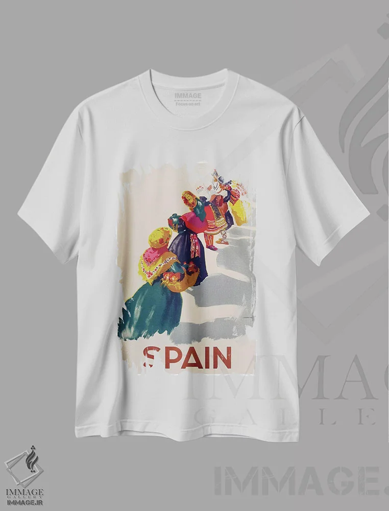 تیشرت سفید طرح دار اسپانیا دو، تایپوگرافی اثر هنرمند ناشناس | immage.ir