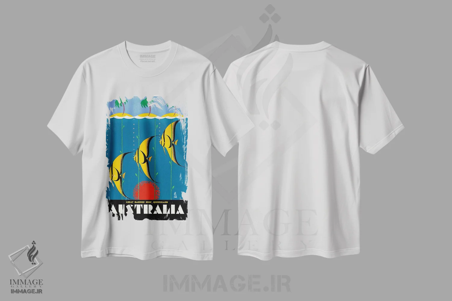 تیشرت سفید طرح دار استرالیا دو، تایپوگرافی اثر هنرمند ناشناس | فروشگاه ایماژ