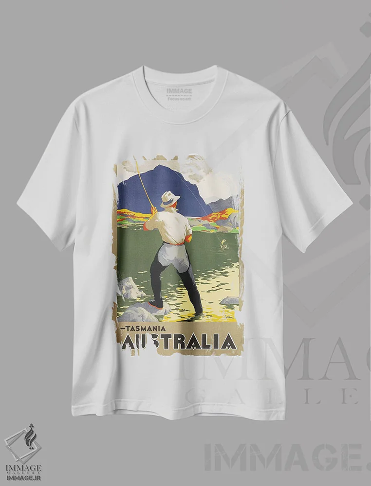 تیشرت سفید طرح دار Australia,تاسمانی، استرالیا، تایپوگرافی اثر هنرمند ناشناس | فروشگاه ایماژ