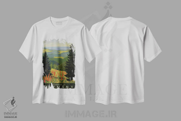 تیشرت سفید طرح دار تابستان در آلمان، تایپوگرافی اثر هنرمند ناشناس | immage.ir