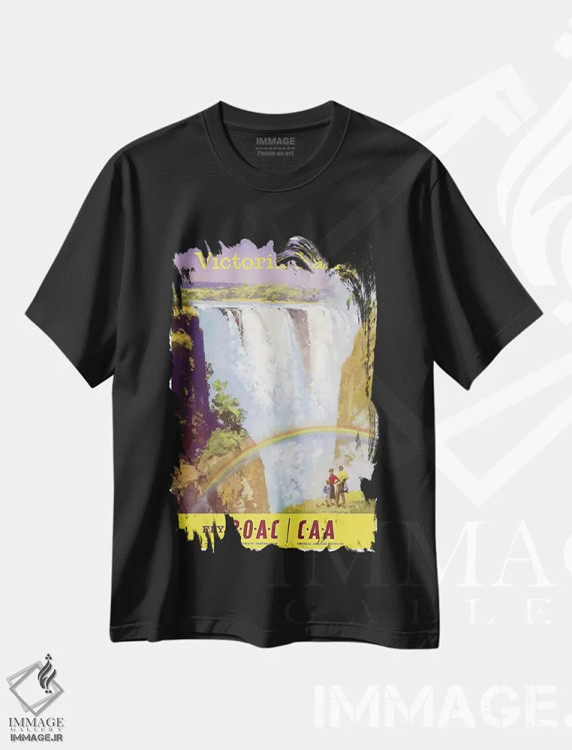 تیشرت مشکی طرح دار آبشار ویکتوریا، تایپوگرافی اثر هنرمند ناشناس | immage.ir
