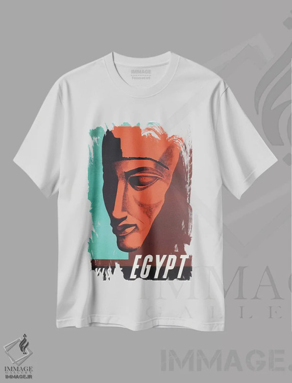 تیشرت سفید طرح دار بازدید از مصر، تایپوگرافی اثر هنرمند ناشناس | immage.ir