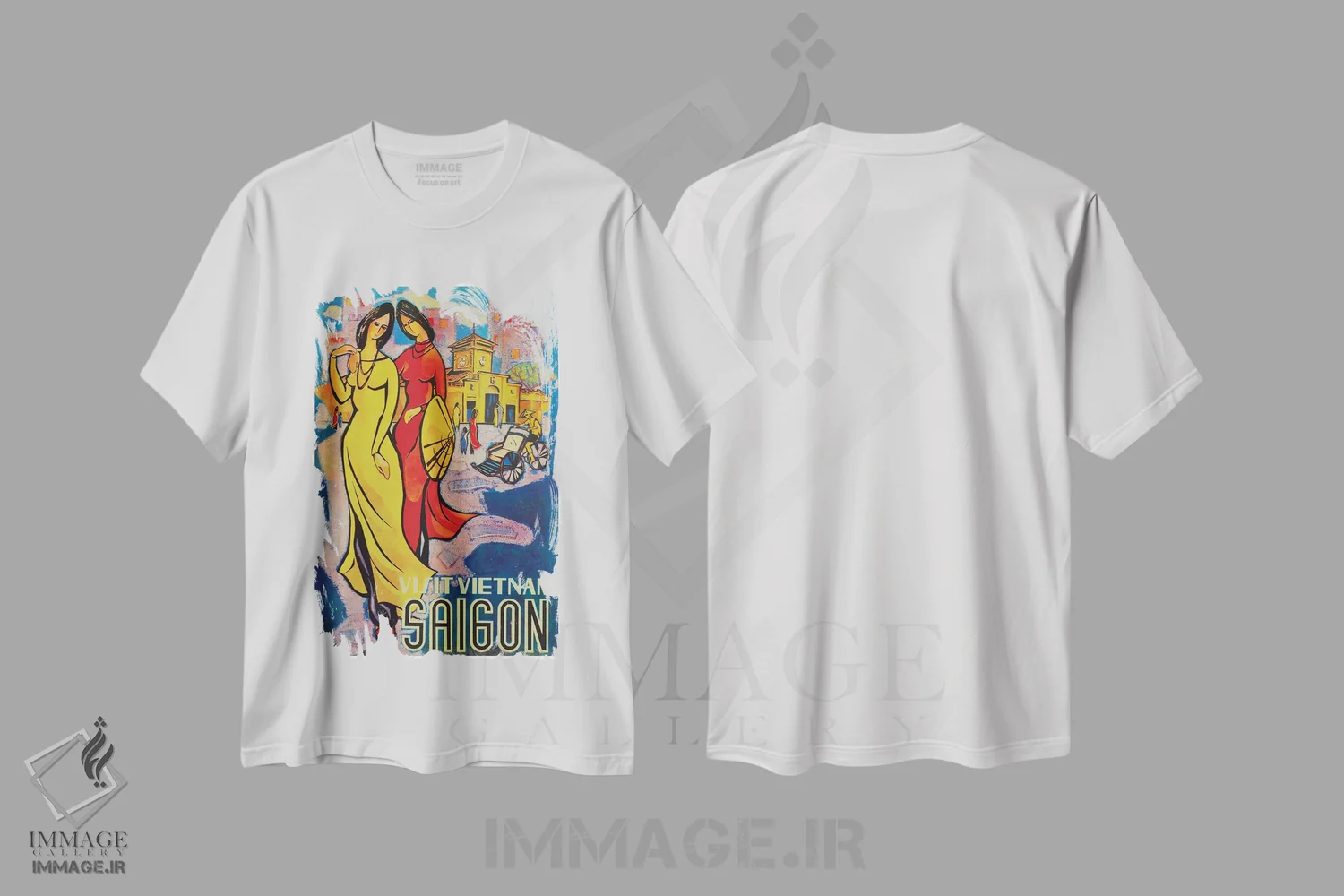 تیشرت سفید طرح دار بازدید از ویتنام: سایگون، تایپوگرافی اثر هنرمند ناشناس | immage.ir