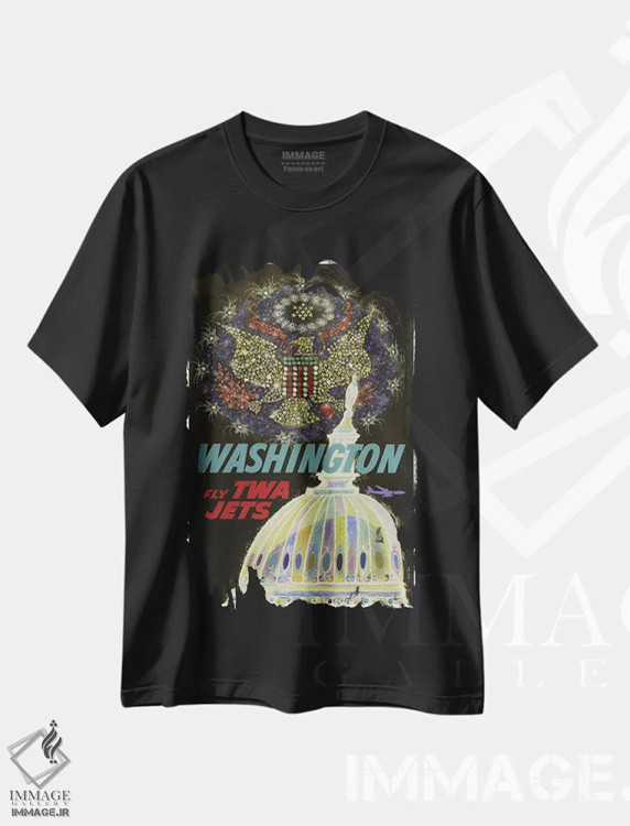 تیشرت مشکی طرح دار واشینگتن، تایپوگرافی اثر هنرمند ناشناس | فروشگاه ایماژ