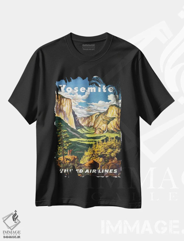 تیشرت مشکی طرح دار پارک ملی یوسیمیتی، تایپوگرافی اثر هنرمند ناشناس | فروشگاه ایماژ