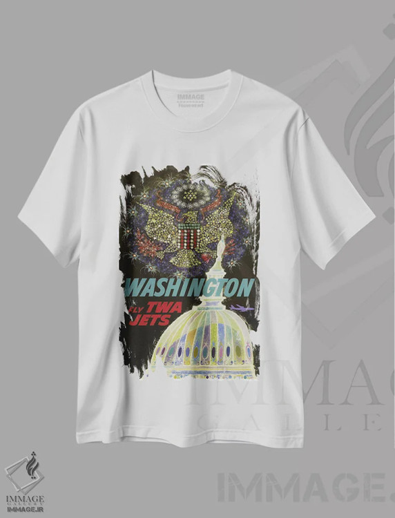 تیشرت سفید طرح دار واشینگتن، تایپوگرافی اثر هنرمند ناشناس | immage.ir