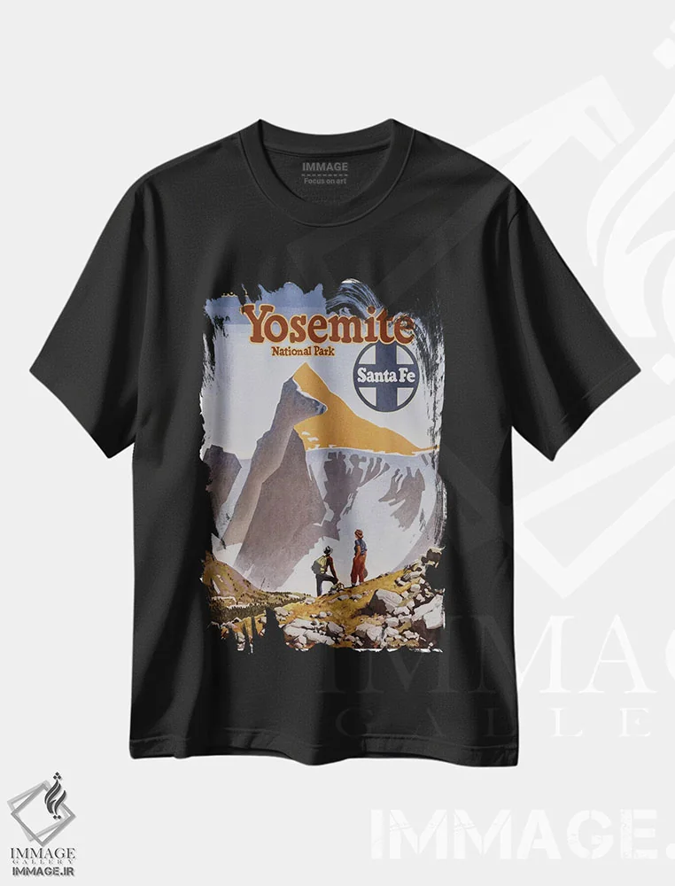تیشرت مشکی طرح دار پارک ملی یوسیمیتی، تایپوگرافی اثر هنرمند ناشناس | immage.ir
