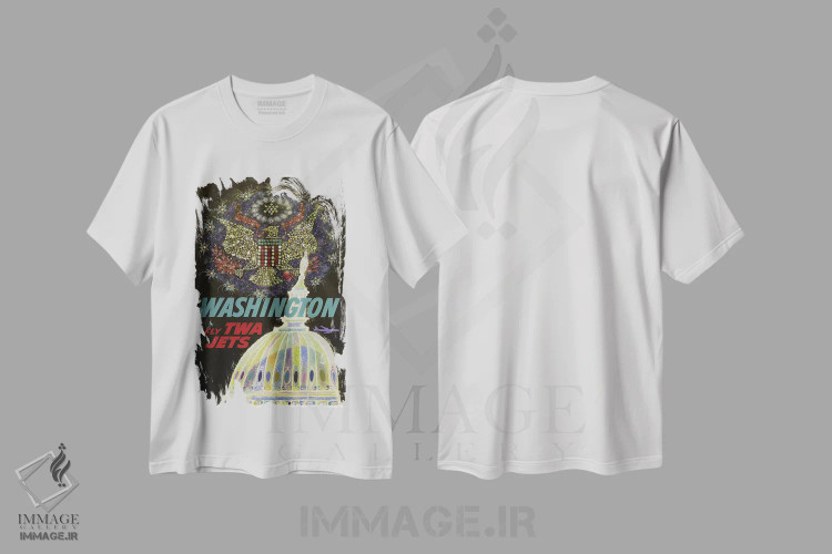 تیشرت سفید طرح دار واشینگتن، تایپوگرافی اثر هنرمند ناشناس | immage.ir