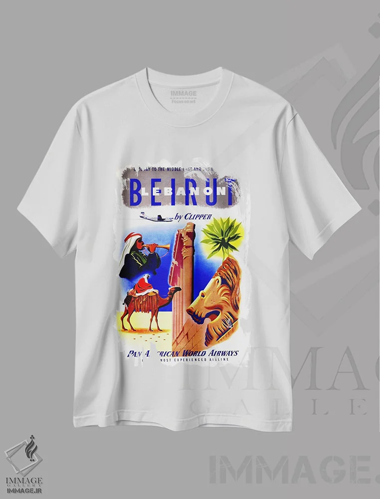 تیشرت سفید طرح دار Lebanon,بیروت، لبنان، تایپوگرافی اثر هنرمند ناشناس | immage.ir