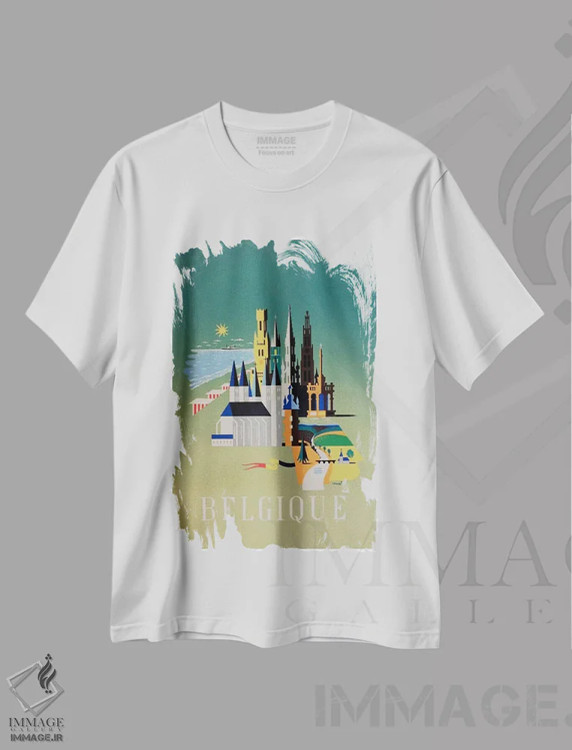 تیشرت سفید طرح دار بلژیک یک، تایپوگرافی اثر هنرمند ناشناس | فروشگاه ایماژ