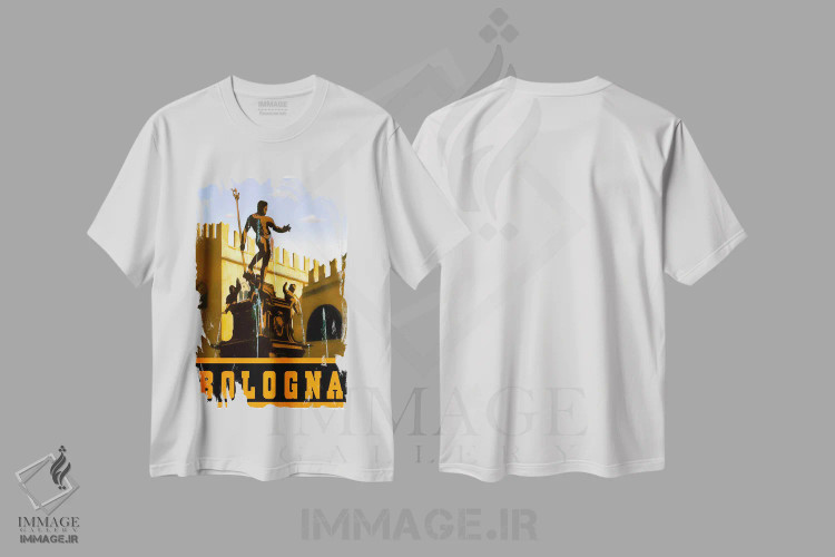 تیشرت سفید طرح دار بولونیا، تایپوگرافی اثر هنرمند ناشناس | فروشگاه ایماژ