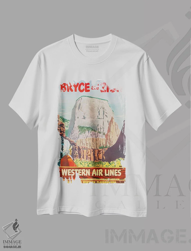 تیشرت سفید طرح دار برایس و زایان، تایپوگرافی اثر هنرمند ناشناس | فروشگاه ایماژ