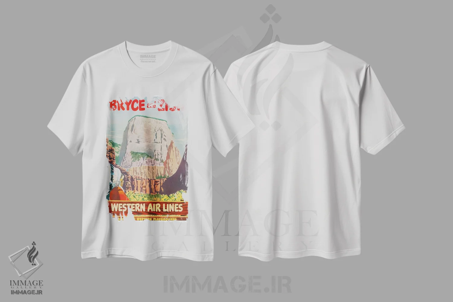 تیشرت سفید طرح دار برایس و زایان، تایپوگرافی اثر هنرمند ناشناس | فروشگاه ایماژ