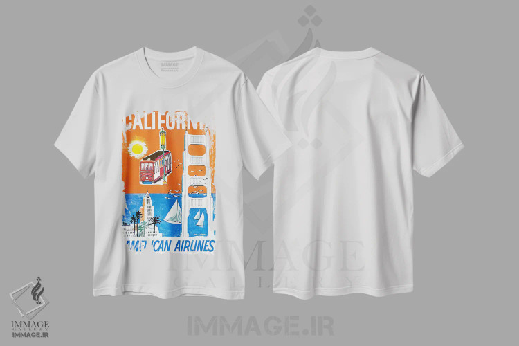 تیشرت سفید طرح دار کالیفرنیا، تایپوگرافی اثر هنرمند ناشناس | فروشگاه ایماژ