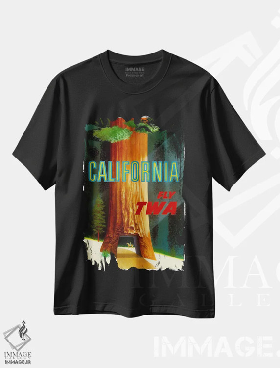 تیشرت مشکی طرح دار کالیفرنیا، تایپوگرافی اثر هنرمند ناشناس | فروشگاه ایماژ