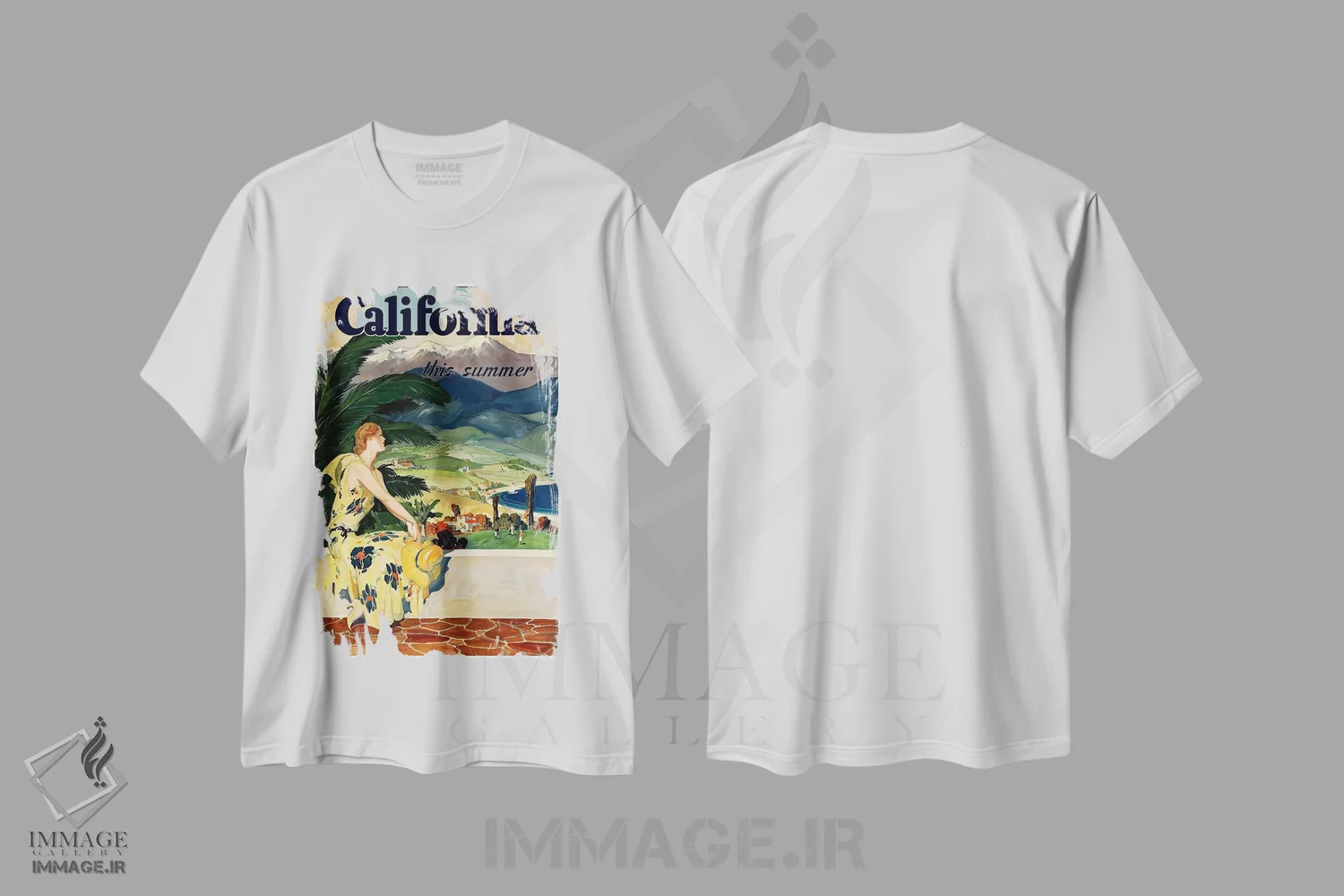 تیشرت سفید طرح دار This Summer,کالیفرنیا، همین تابستان، تایپوگرافی اثر هنرمند ناشناس | immage.ir