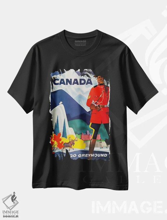 تیشرت مشکی طرح دار کانادا، تایپوگرافی اثر هنرمند ناشناس | فروشگاه ایماژ