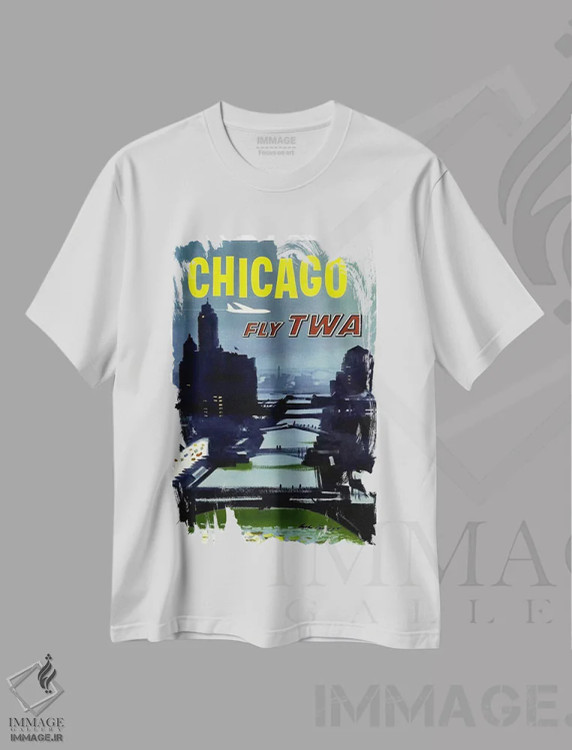 تیشرت سفید طرح دار شیکاگو، تایپوگرافی اثر هنرمند ناشناس | immage.ir