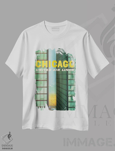تیشرت سفید طرح دار شیکاگو، تایپوگرافی اثر هنرمند ناشناس | فروشگاه ایماژ